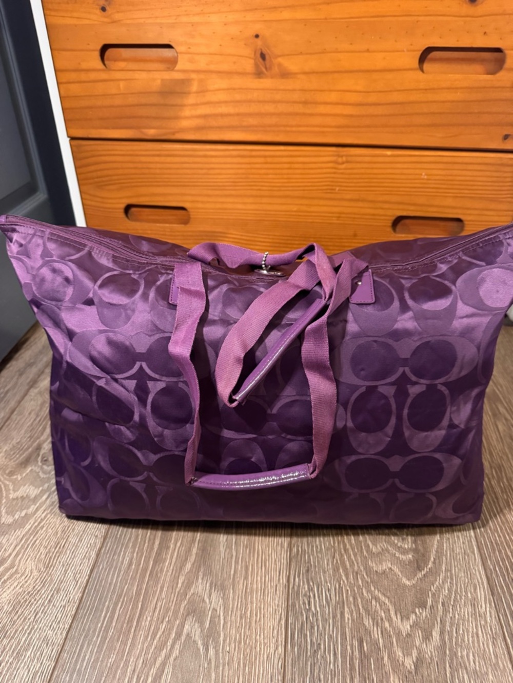 Coach Purple Signature Nylon Tote with Dual Straps